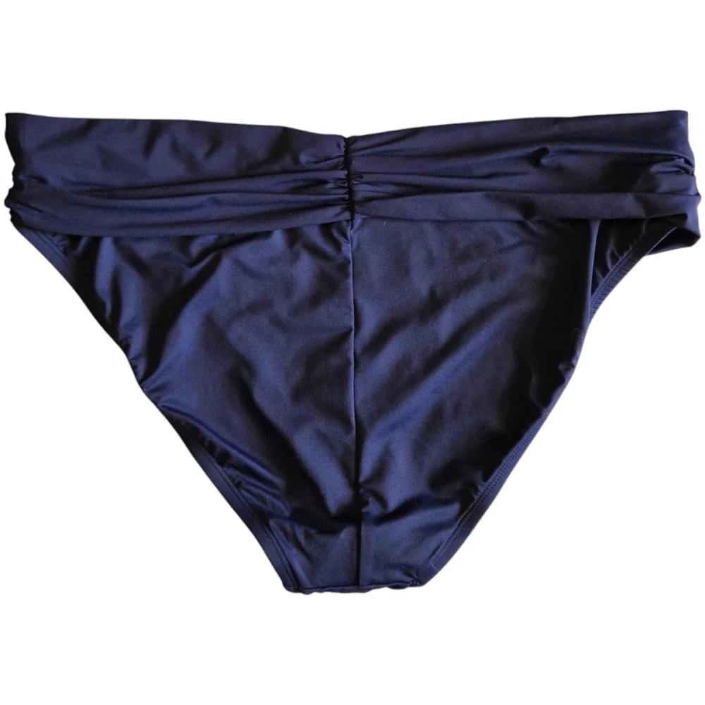 NEW LA BLANCA Size 12 Island Goddess Navy Blue Ruched Waist Hipster Swim Bottoms